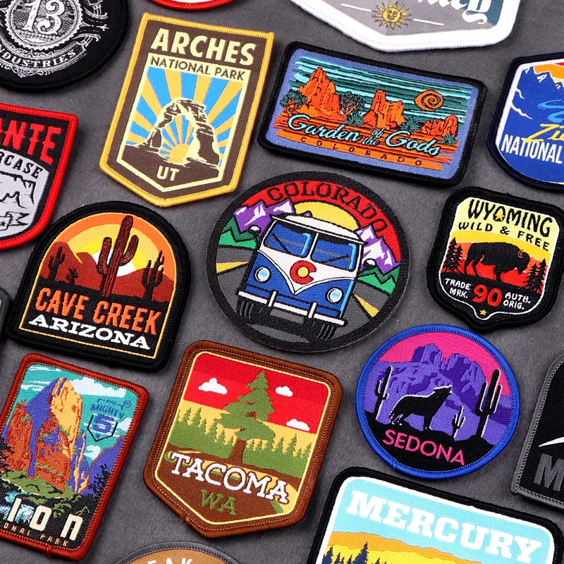 Nature Park Patch Landscape Patches Stickers For Clothes Badges Outdoor Sewing Patches For Clothing Appliques Jeans Hat Backpack