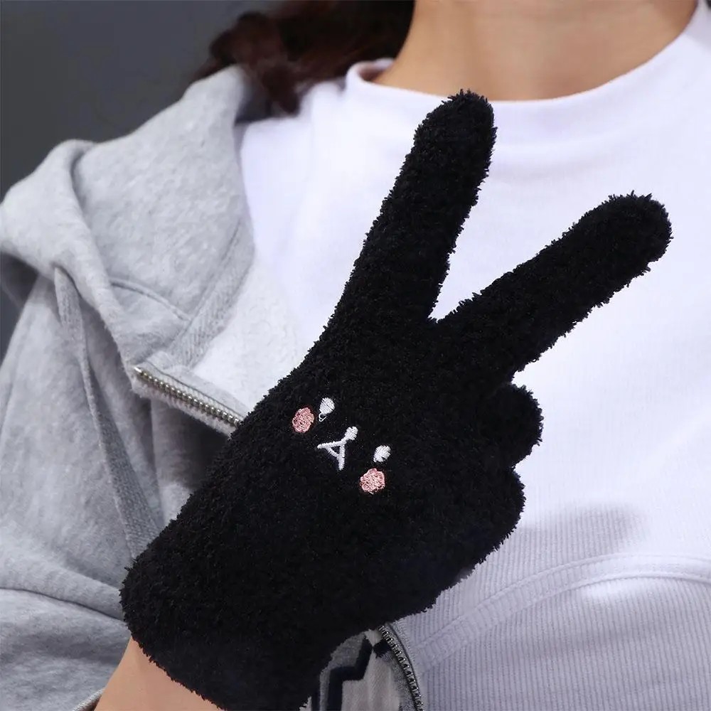 Soft Cute Knitted Gloves Smile Driving Gloves Plus Velvet Female Gloves Touch Screen Gloves Wool Mittens Full finger Gloves