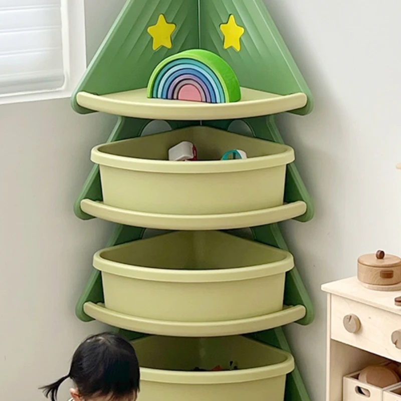 Tree Children's Storage Cabinet Corner Bookshelf Children's Room Christmas Tree Toy Storage Shelf Multi-layer Storage Box