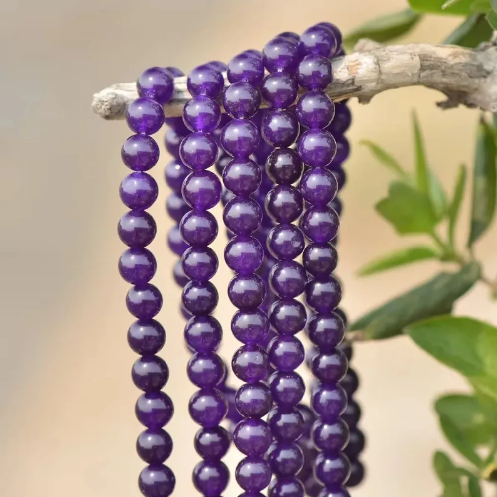 الصف أ الأرجواني الطبيعي حبات اليشم 6 مللي متر 8 مللي متر 10 مللي متر 12 مللي متر السلس مصقول الجولة 15 بوصة ستراند