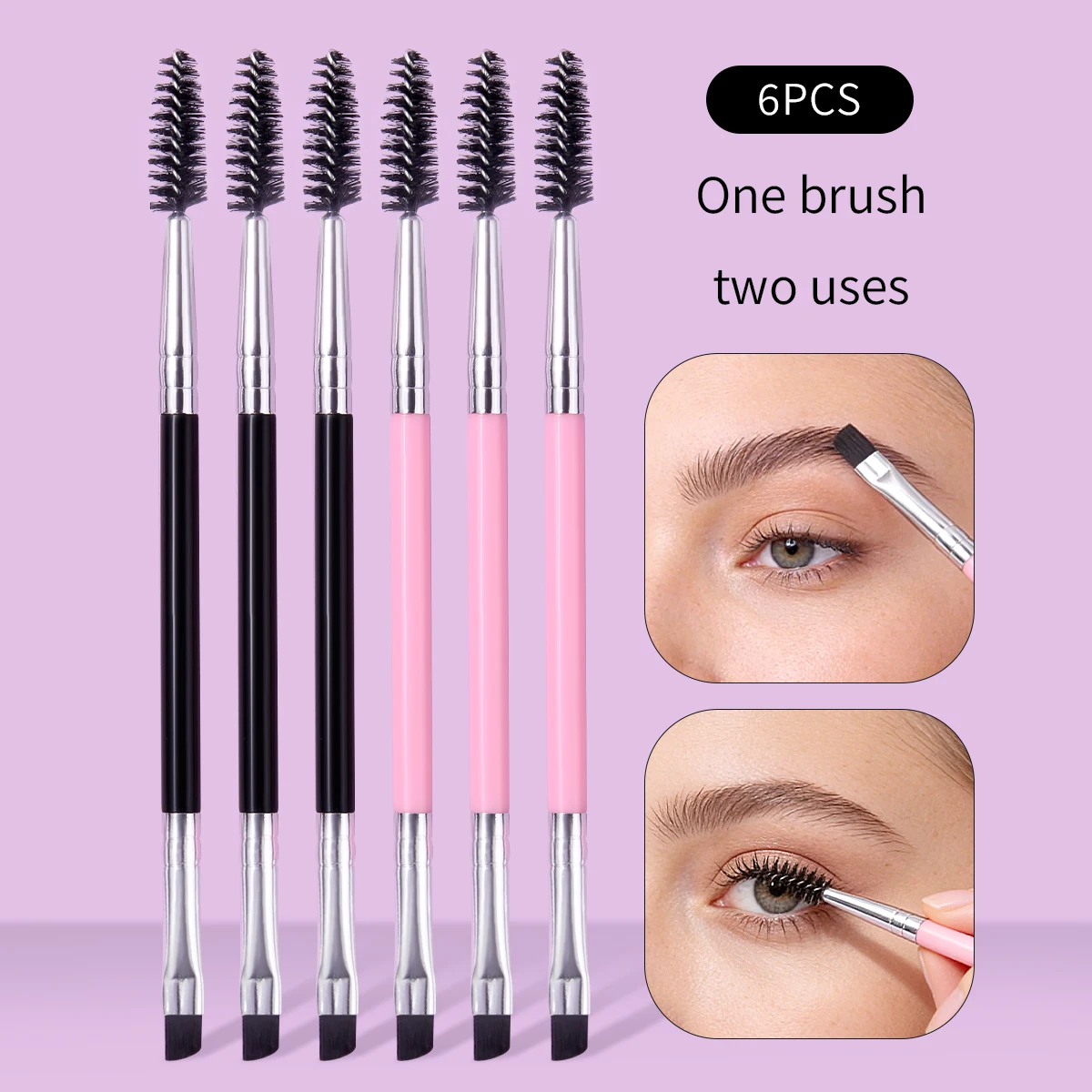 6 pinceaux doux à double pointe pour sourcils, pinceaux pour eye-liner, pinceaux de précision, pinceaux de maquillage portables multifonctionnels, outils de maquillage pour les yeux
