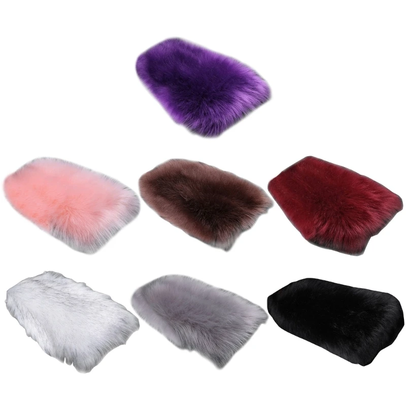 Center Console Cushion Pad Cover Furry Armrest Box Cover Sheepskin Wool Fur Soft Car Interior Accessories for Women