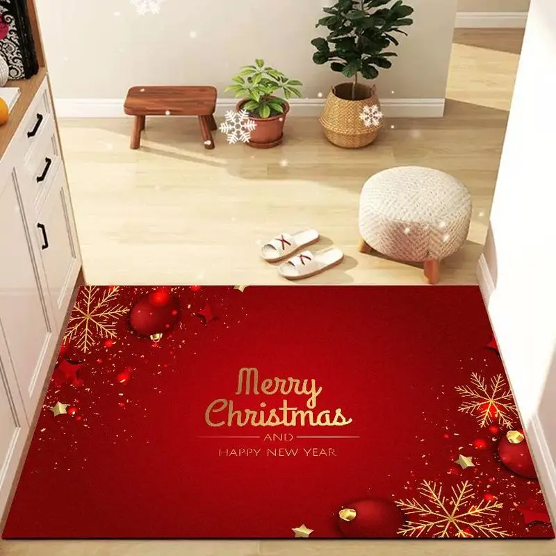 VIKAMA Affordable Luxury Christmas and New Year Doormats, Non-Slip Entryway Rugs, Bathroom Decorative Mats, Home Decor