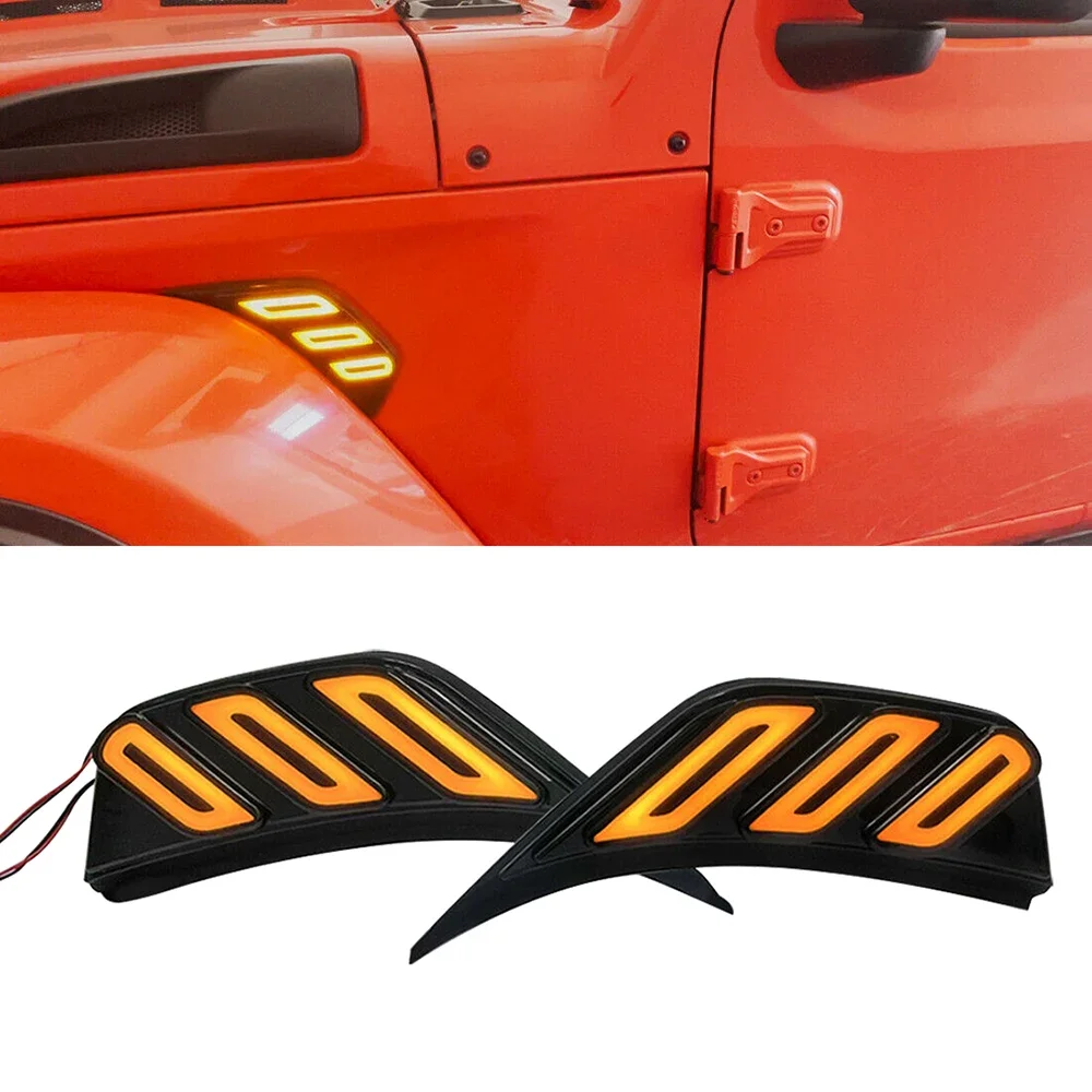 2PCS LED Front Fender Marker Lights | Side Turn Signal Lamps for Jeep Wrangler JL JLU 2/4 Door & Gladiator Truck 2018-2023