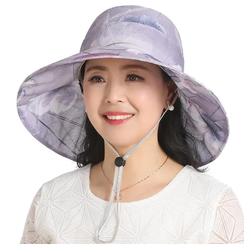 The Elderly Hat Female Spring and Summer Mother Sunscreen Sun Hat Fashion Fisherman Cap Breathable Grandmother Basin Cap