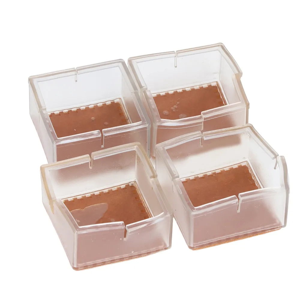 8pcs Modern Silicone Furniture Leg Cover Transparent Square Chair Caps Anti Slip Table Foot Pads Reduce Scratches