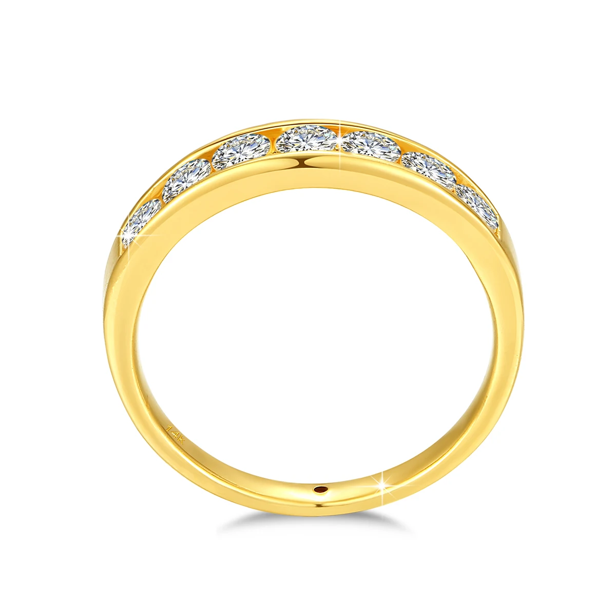 Szjinao 100% Real 14k Gold Wedding Band  For Women 7 Stone Moissanite Diamond  Women AU585 Gold Jewelry Gifts For Ladies Sale