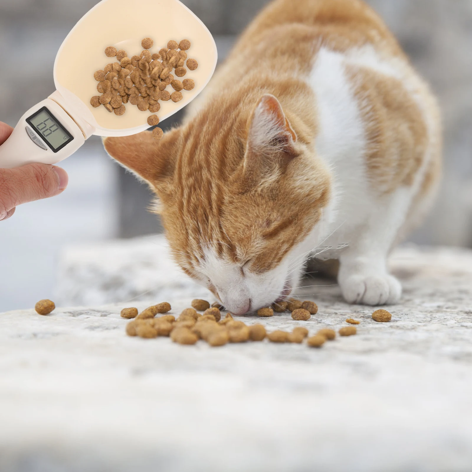 

Pet Food Scoop Digital Measuring Scale Spoon ABS Kitchen Weighing Shovel Hygienic Easy Clean Safe Precise for Cats