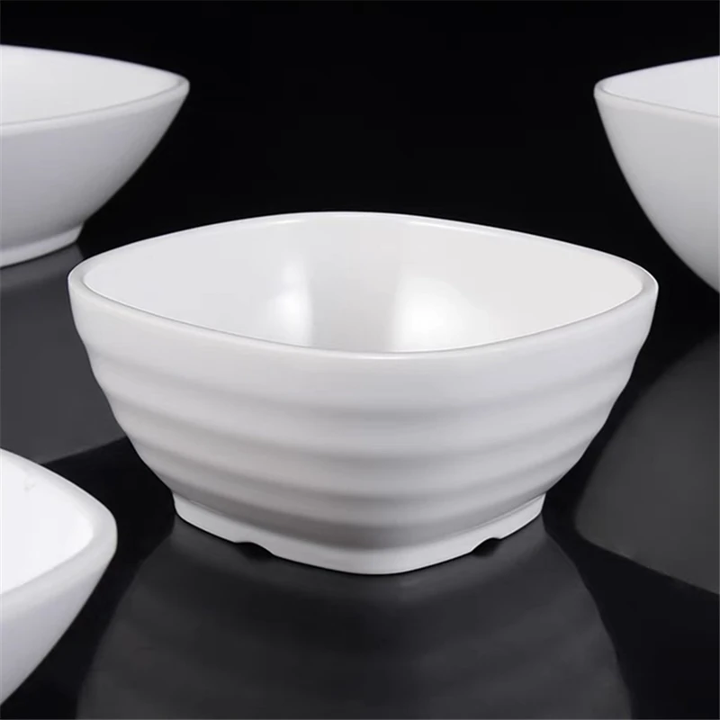 White Square Melamine Sugar Bowl Kids Rice Soup Bowls Deep Soy Sauce Dishes Plastic Tableware Cooking Spice Oil Dispenser