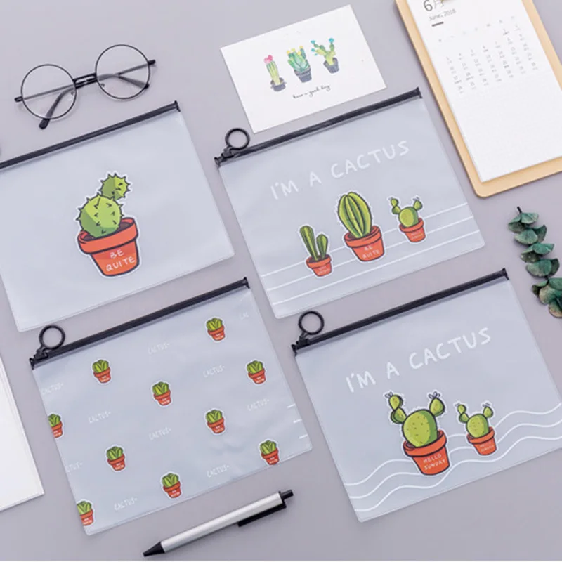 

Women Cute Cartoon Cactus Transparent PVC Zipper Cosmetic Bags Travel Toiletries Organizer Waterproof Storage Makeup Wash Pouch