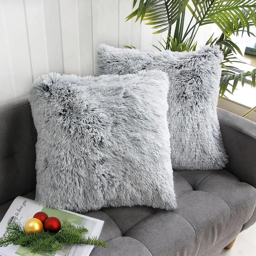 

Luxury Faux Fur Throw Pillow Cover Super Soft Cushion Case for Sofa Bed Living Room Fluffy Cushion Cover 45x45 CM Home Decro