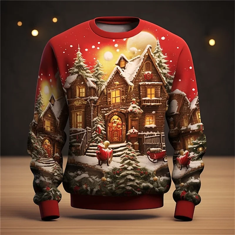 New 3D Gingerbread Man Santa Claus Printed Sweatshirts Merry Christmas Snowman Grapohic Pullovers For Men Funny Harajuku Clothes