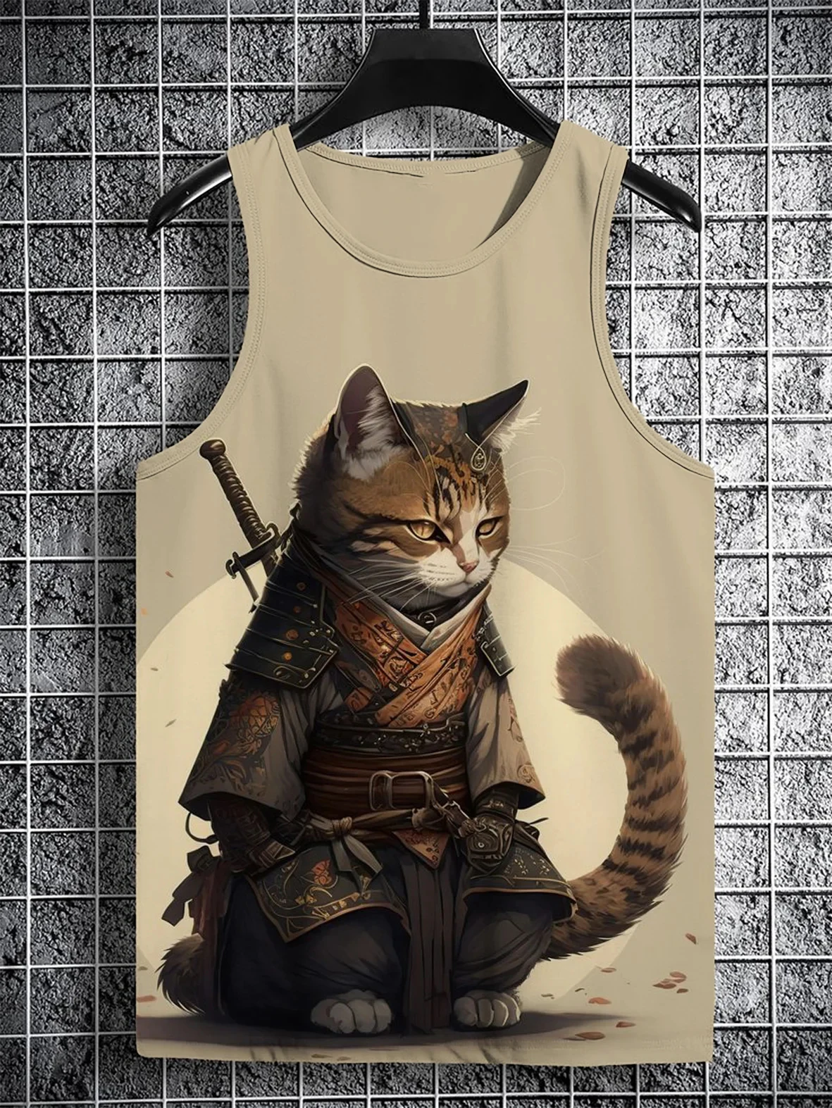 

Japanese Style Tank Tops Dragon Samurai Cat 3D Print Men Oversized Fitness Gym Vest Harajuku Sleeveless Tops Man Street Clothing