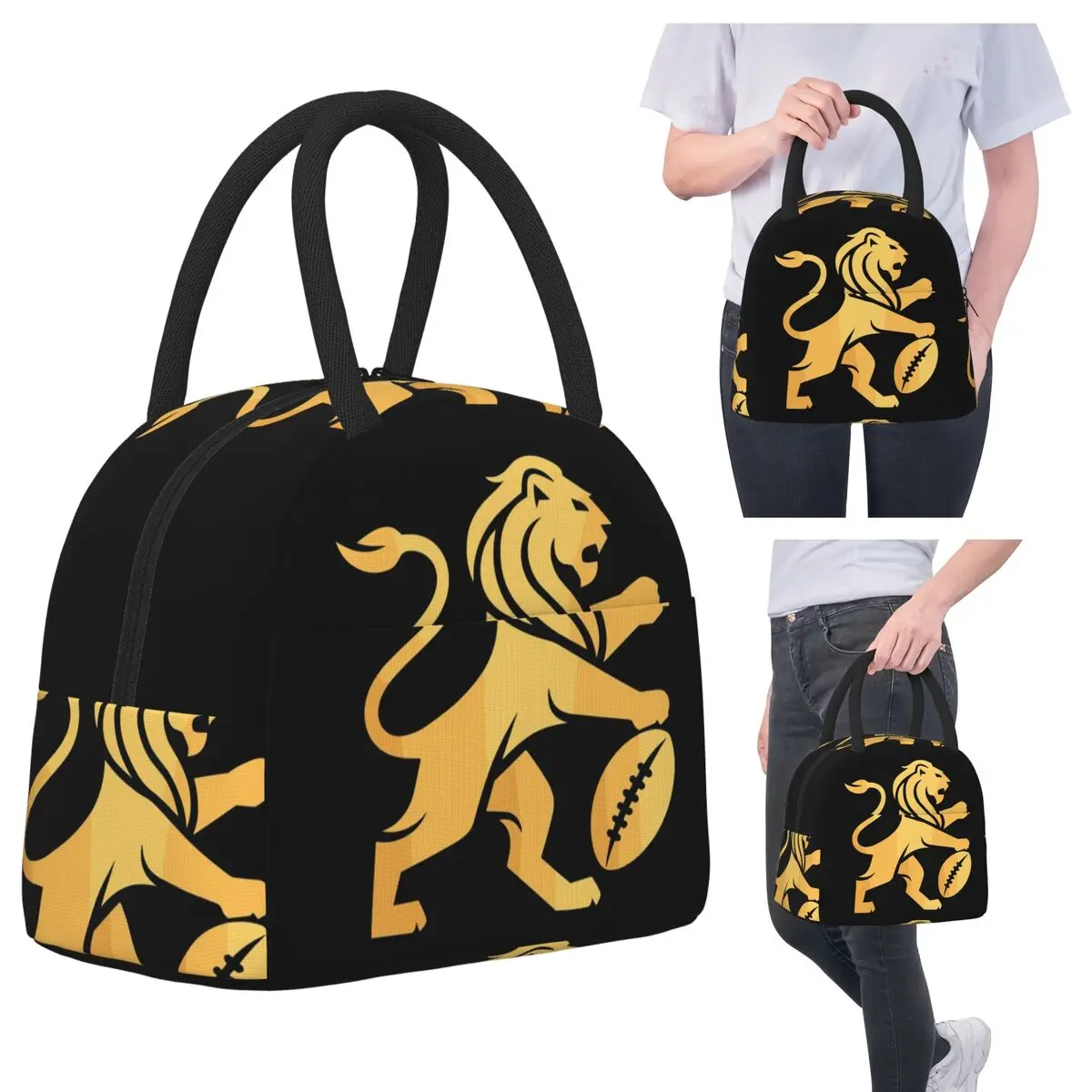 

Brisbane Lions Insulated Lunch Bag for Kids School Cooler Thermal Food Box Tote Portable Lunch Boxes Container