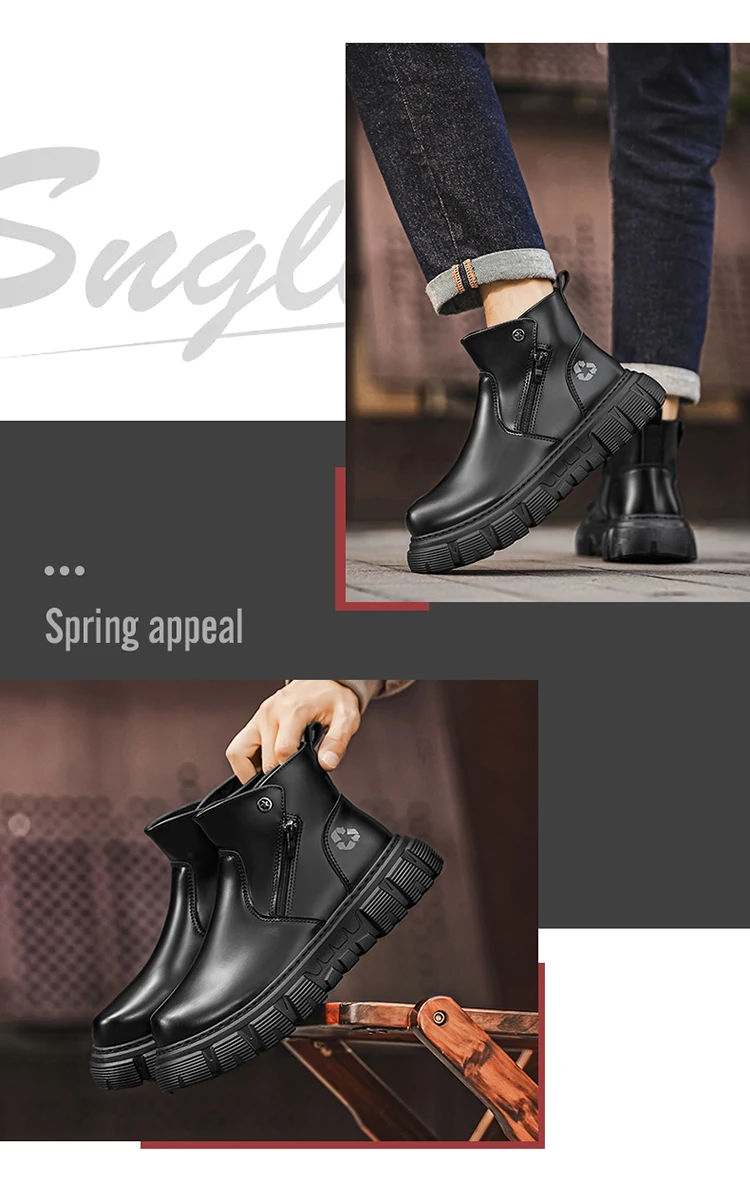 Herren-Freizeitstiefel mit hohem Schaft und seitlichem Reißverschluss, atmungsaktiv und bequem für Outdoor-Sportarten, Wandern und Trekking. – Detail 2