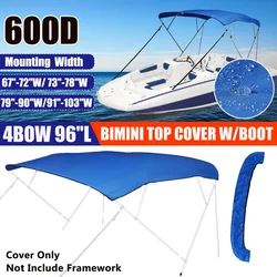 Waterproof 600D 4 Bow Bimini Top Boot Cover No Frame Yacht Boat Cover With Zipper Anti UV Dustproof Cover Marine Accessories