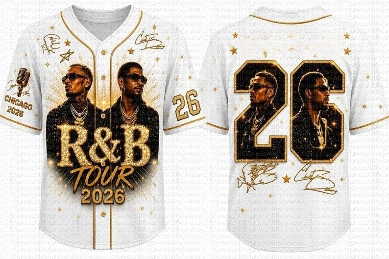 Usher_Chris_Brown_ Baseball Shirt, Customized R&B Concert T-shirt, Personalized Name_2026_ Tour Costumes, Fan Costumexs view 3