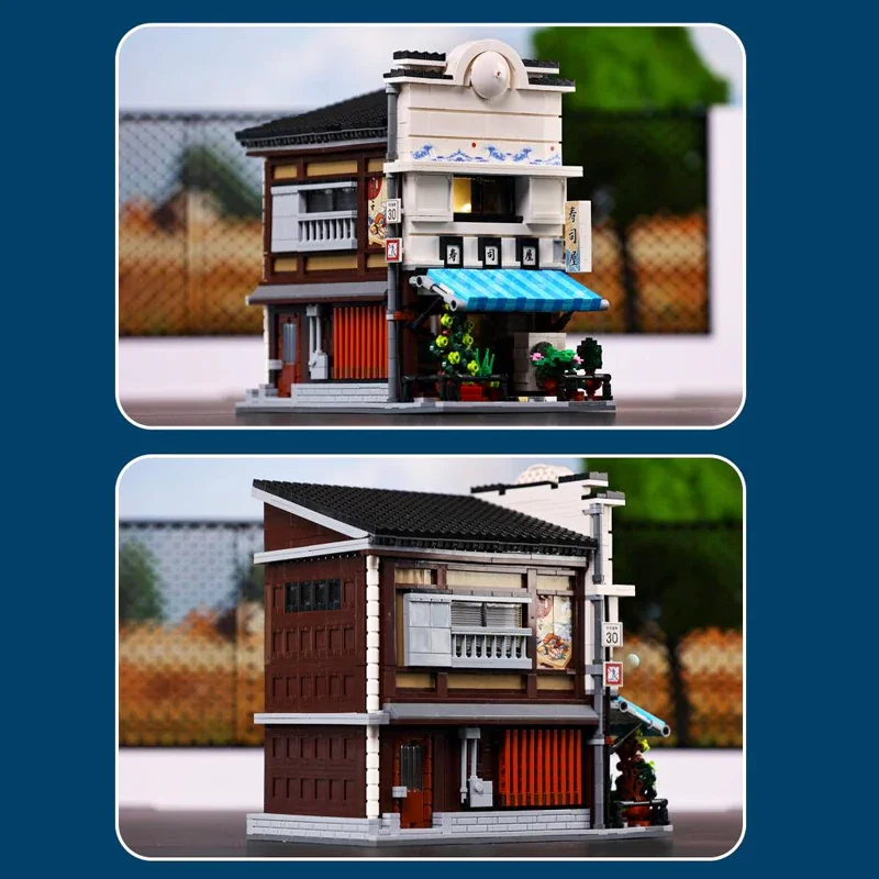 Modular Buildings Sushiya CaDA Moc 1665PCS Japanese Street Scene Architecture Model Building Blocks Brick Toys for Kids Gift