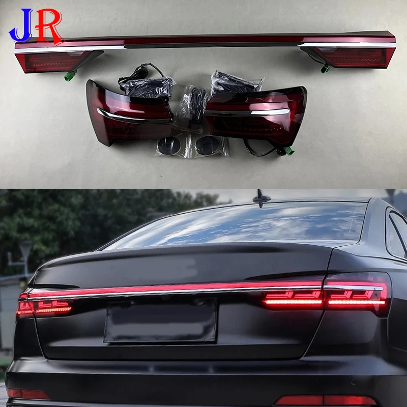 Rear Through Taillights Fit for Audi A6 C8 2018 2019 2020 2021 2022 Upgrade LED Lamp Tail Light Signal Reversing Parking Lights