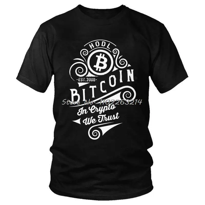 Vintage Bitcoin In Crypto We Trust T-shirt Men Streetwear Tees Top Cotton T Shirts Short Sleeve Blockchain BTC Tshirt Gift