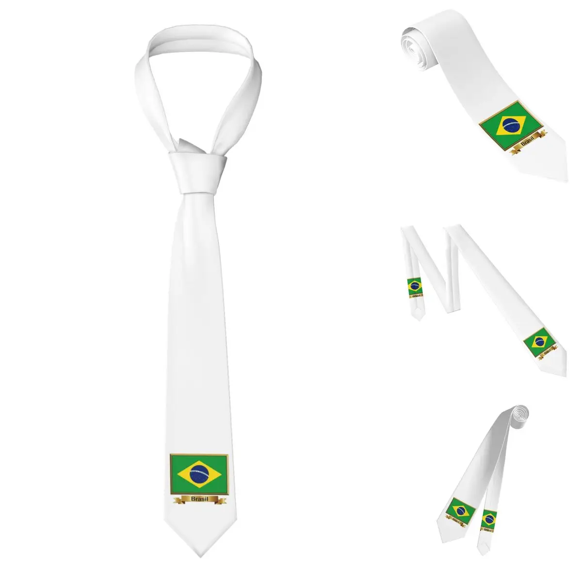 Brazil Flag Gifts Necktie for Men Silk Polyester Slim Neck Ties Wedding Accessories Tie Classic Gravatas