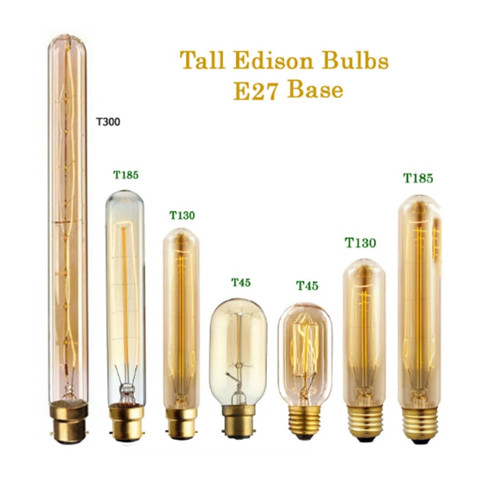 Retro Tall Edison Style 6W E27 Vintage Ampoule Incandescent Spiral Lamp Long Tuber Light Bulb Filament Christmas Home Decoration