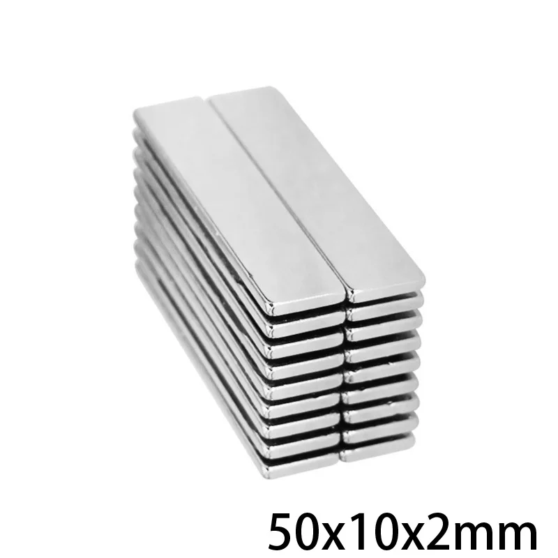 5~100PCS 50x10x2 강력한 희토류 자석 두께 2mm 블록 직사각형 네오디뮴 자석 50x10x2mm 스트립 자기 50*10*2