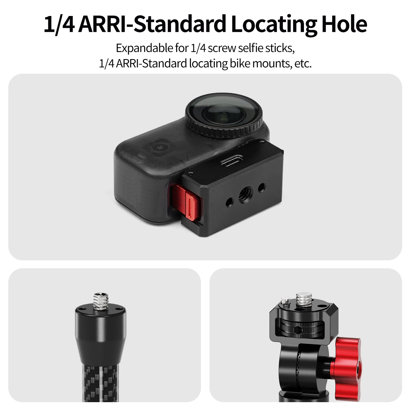 Langlebige Aluminium-Magnetische Schnellverschluss-Ladestation für DJI Osmo Nano Action-Kamera Magnet-Doppelbefestigung Kugelkopf Fahrradhalterung – Detail 9