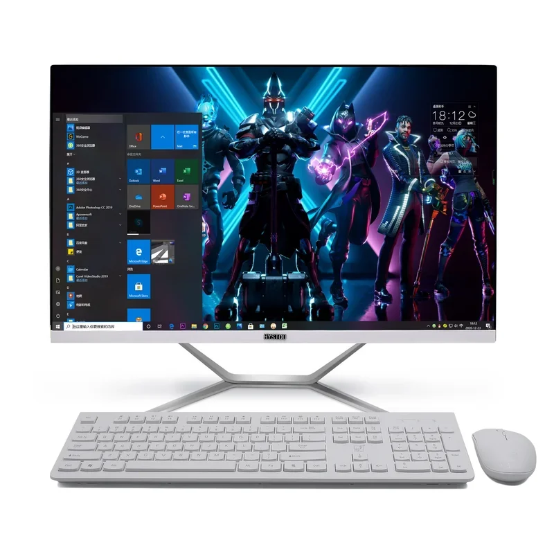 23.8 27 นิ้วสีขาวเดสก์ท็อปคอมพิวเตอร์ PC Gaming All in One Intel 8 Core i7 10870H Monoblock NVIDIA GTX1650 4G GDDR5 สําหรับ PC gamer