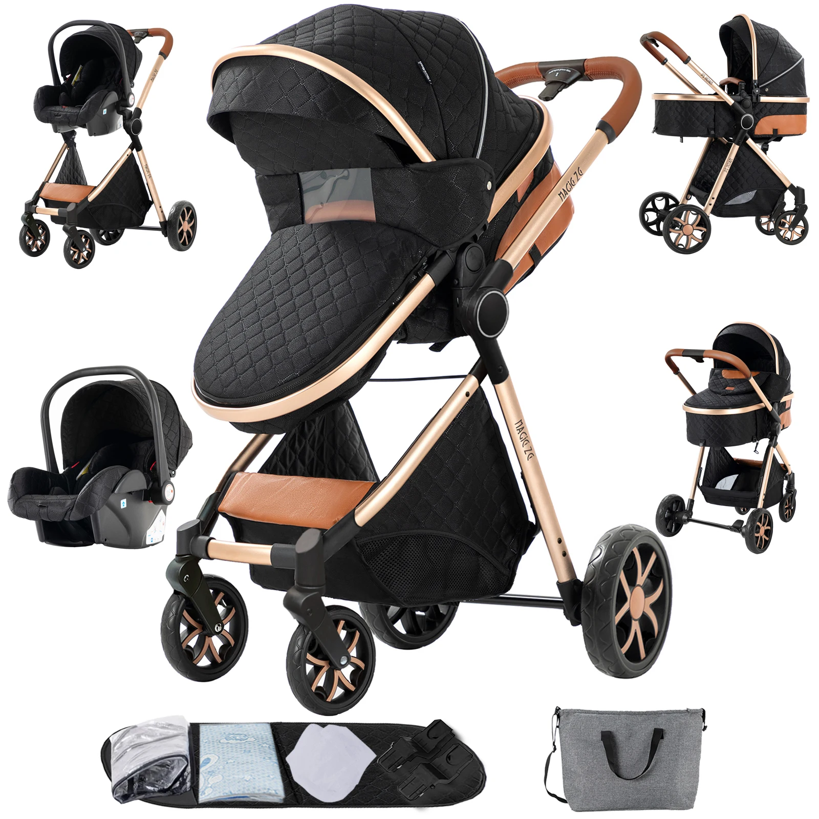 Kinderwagen voor kinderwagen 3-in-1 kinderwagen met opbergmand Lichte kinderwagen babyauto's babyaccessoires, kinderwagen voor kinderautostoeltje