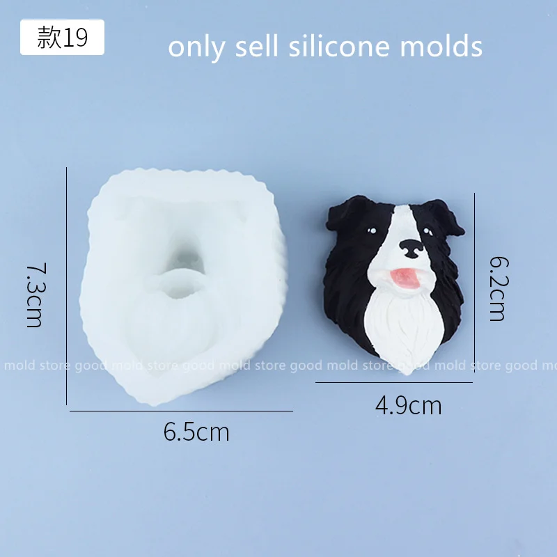 Pet Dog Head Silicone Mold 2D Labrador Bichon Frise Aroma Plaster Mold Bulldog Husky Pomeranian Shepherd Dog Head Clay Mould