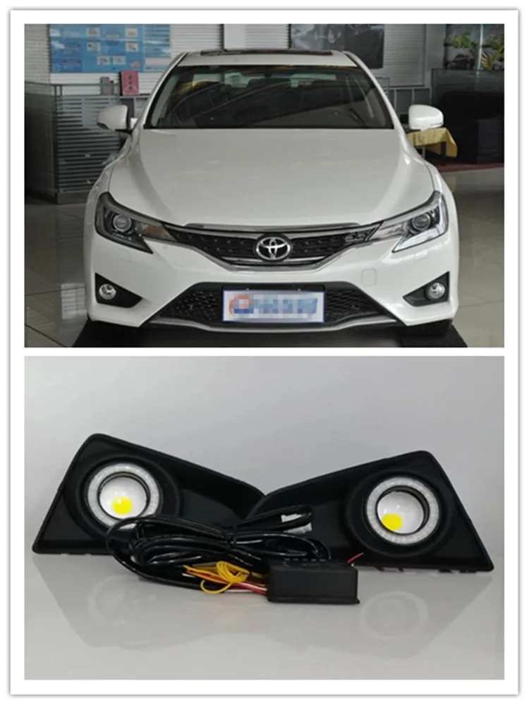 

LED Fog Lights Assembly ForToyta Reiz Mark X 2013 2014 2015 Front Bumper Fog lamp Replacement Angel Eye Daylight Accessories