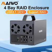 MAIWO Aluminum HDD Case 4 Bay RAID External Hard Drive Enclosure with HDMI Port 3.5'' Type-C To SATA HDD Enclosure with RAID
