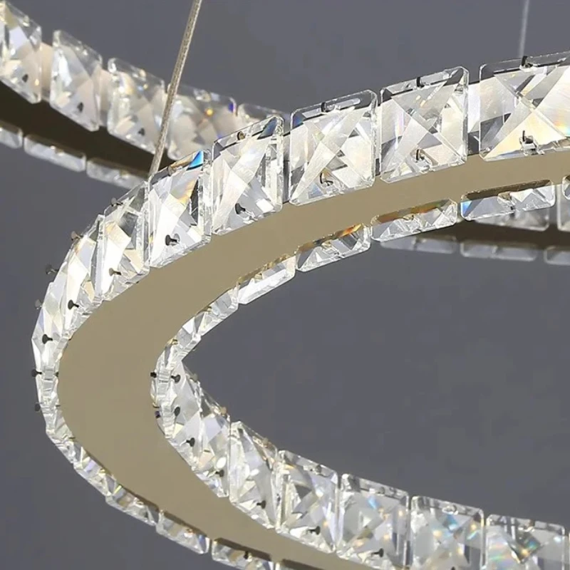 Nordic Simple Home Decor Ring Crystal Led Pendant Lamp Dimmable for Living Dining Table Room Bedroom Ball Hanging Light Fixture