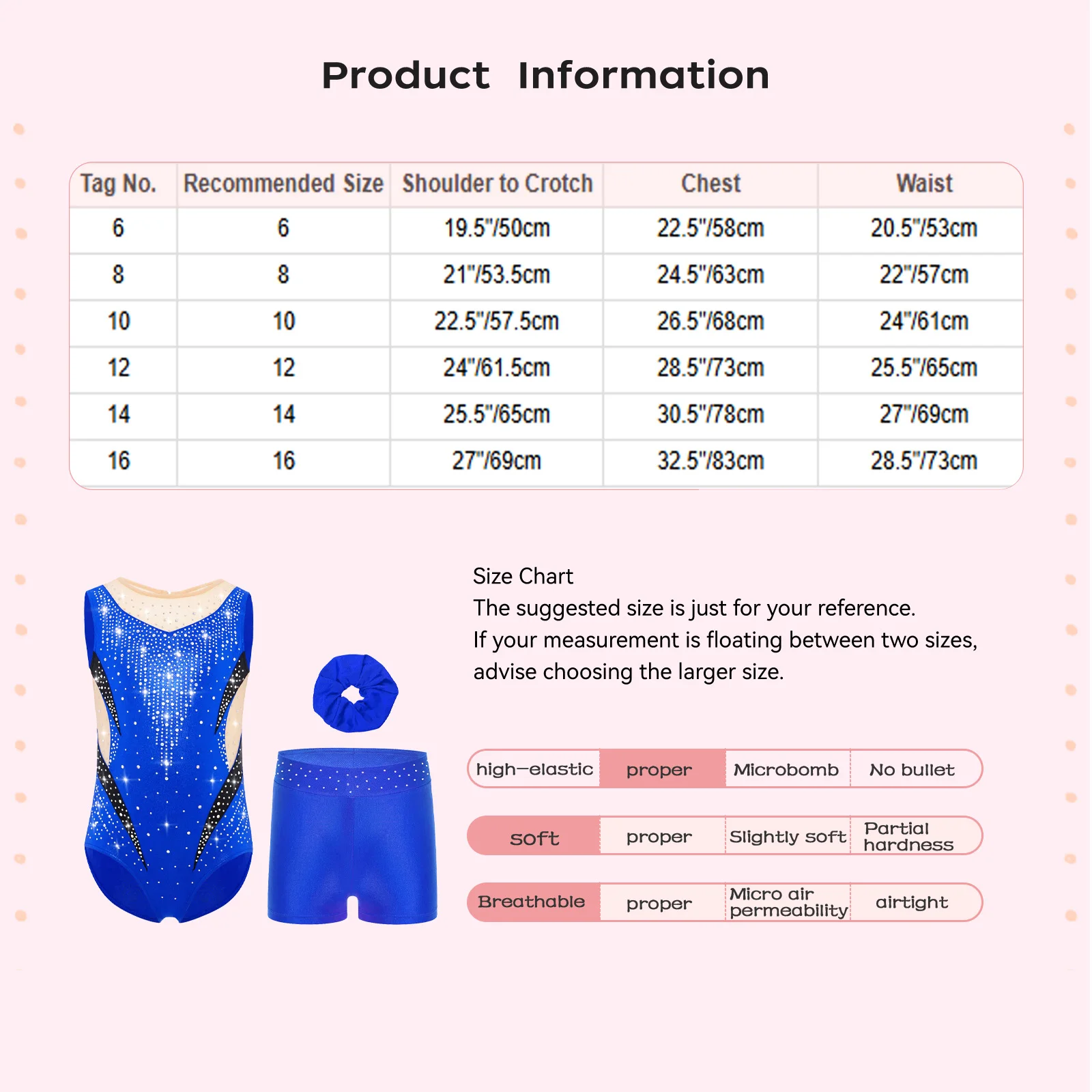 

Kids Girl Gymnastics Dance Figure Skating Outfit Sleeveless Keyhole Back Sheer Mesh Rhinestones Leotard with Headwear And Shorts