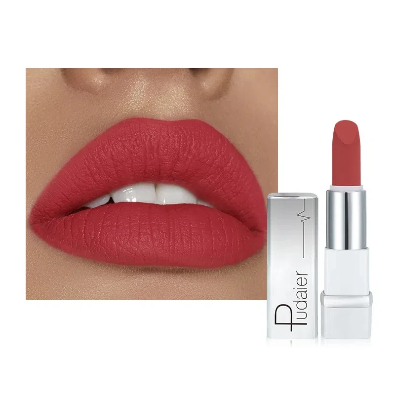 

Pudaier Matte Velvet Long Lasting Lipstick non-stick cup easy to color white lip gloss lipstick