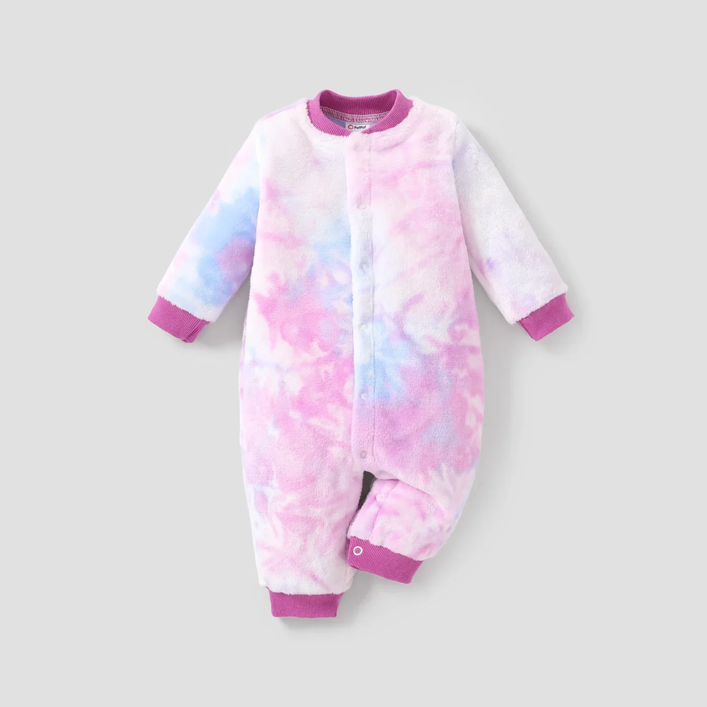 PatPat Baby Girl/Boy Tie-Dye Long Sleeve Jumpsuit Season Soft and Comfortable  Perfect for Outings and Daily Wear Basic Style