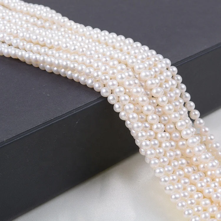 4-8mm white cultured natural real freshwater pearl strand string beads wholesale loose round fresh water