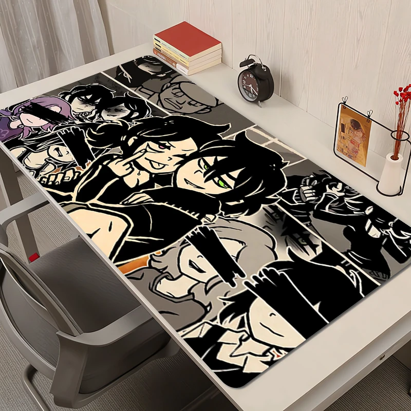 แผ่นรองเมาส์ PC สีดําและสีขาว Manga Mousepad แล็ปท็อปโลงศพของ Andy และ Leyley อะนิเมะคีย์บอร์ด Pad Love Heart เดสก์ท็อปแผ่นรองเม้าส์