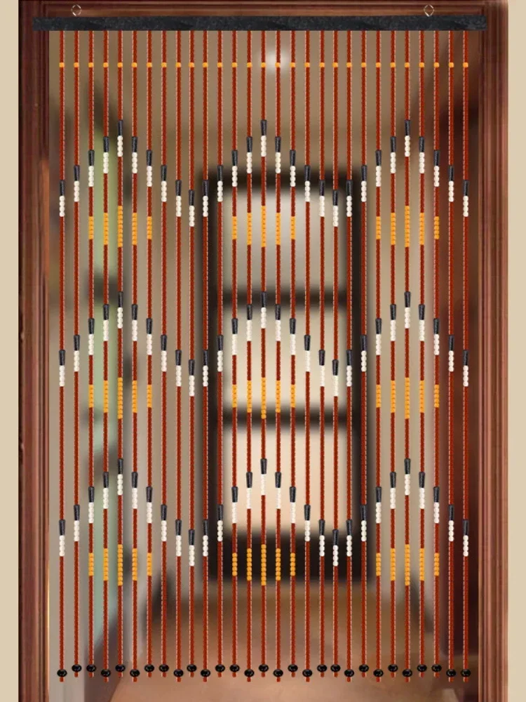 Handmade Wood Bead Curtain Retro Wave String Door Wooden Blinds Fly Screen for Porch or Bedroom Divider Artistic Home Decor