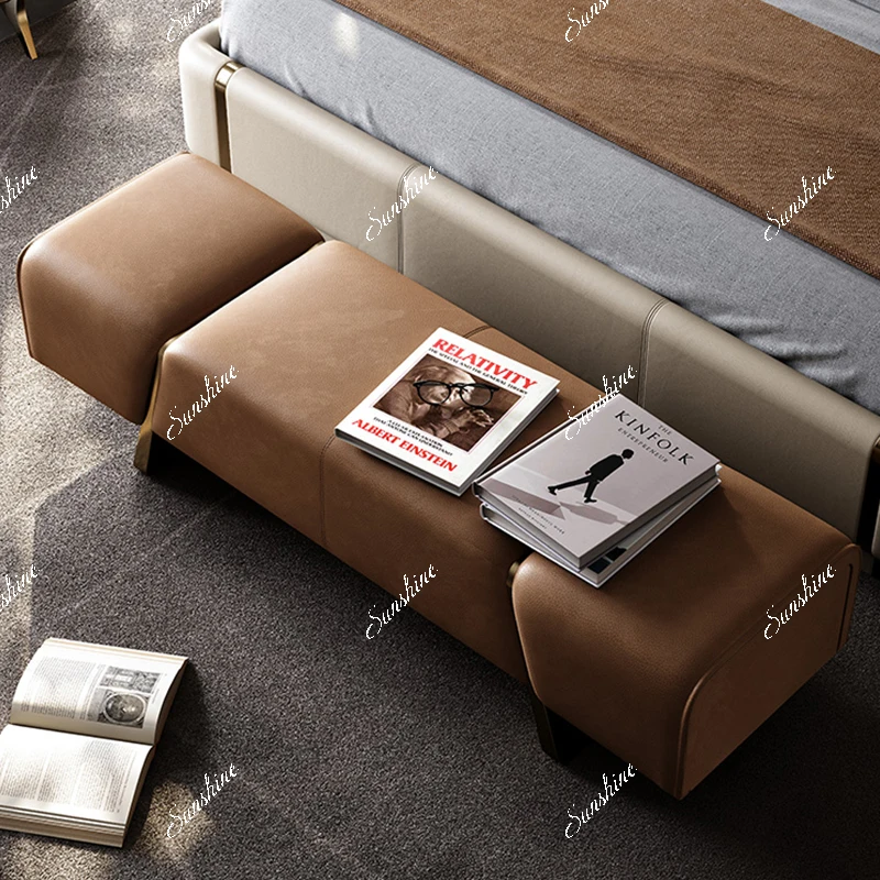 

Italian minimalist bedside stool, leather bedroom, living room, sofa, bed, bed, cloakroom, long stool