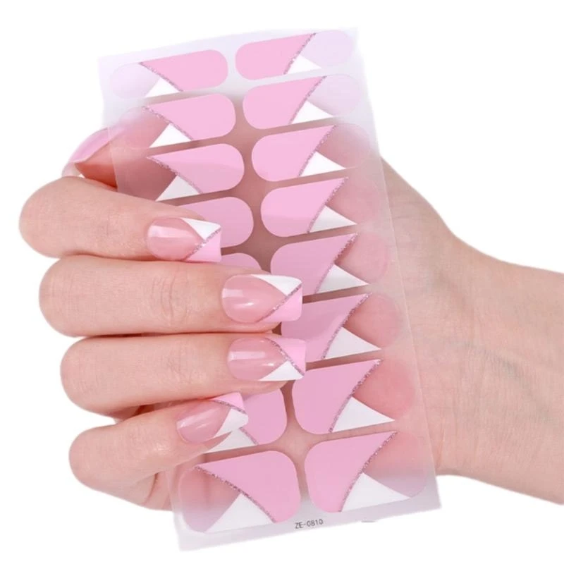 G99E Gels Sticker French Tip Gels Wraps Glittering Nails Polish Strips