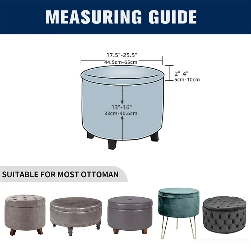 Okrągłe pokrowce na stołki do przechowywania Pokrowiec na otomana Składany zdejmowany podnóżek Pokrowce na meble do salonu Pokrowce na kurz