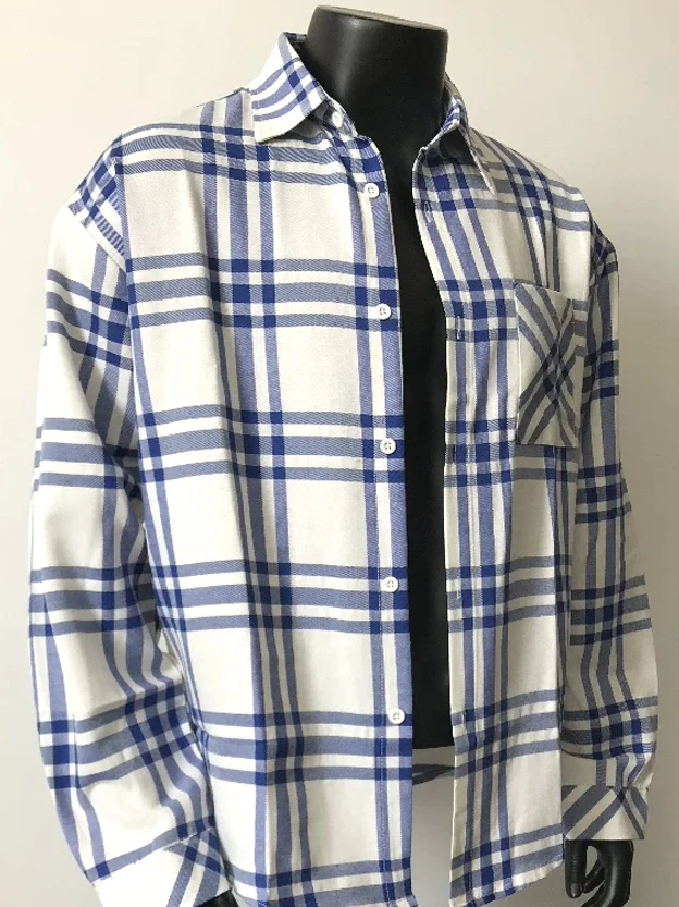 

Classic Men's Striped irt Casual Long Sve American Plaid Workwear Button-Up Loose Fit Breathable Versatile Four Seasons