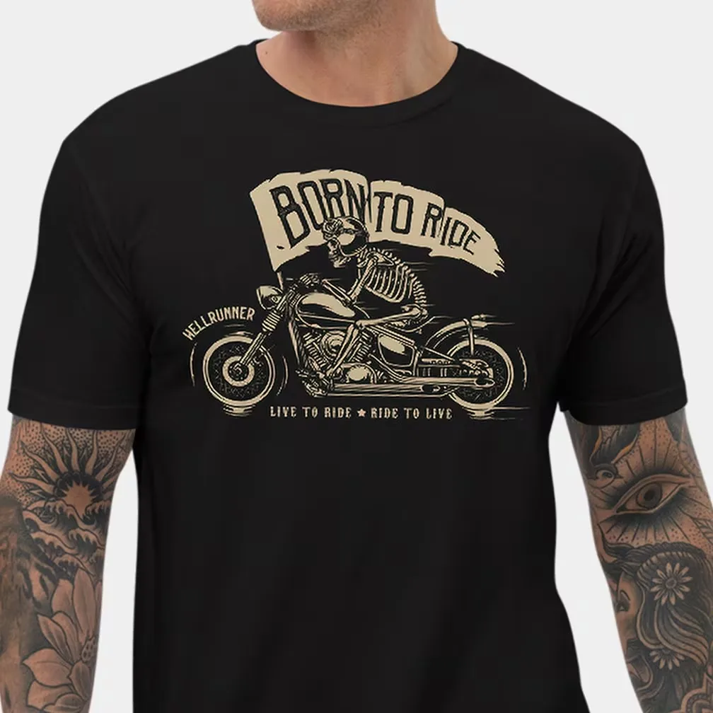 "Born To Ride". Camiseta Retro Bonneville motociclista 100% algodón cuello redondo manga corta verano Casual camiseta para hombre ropa de calle