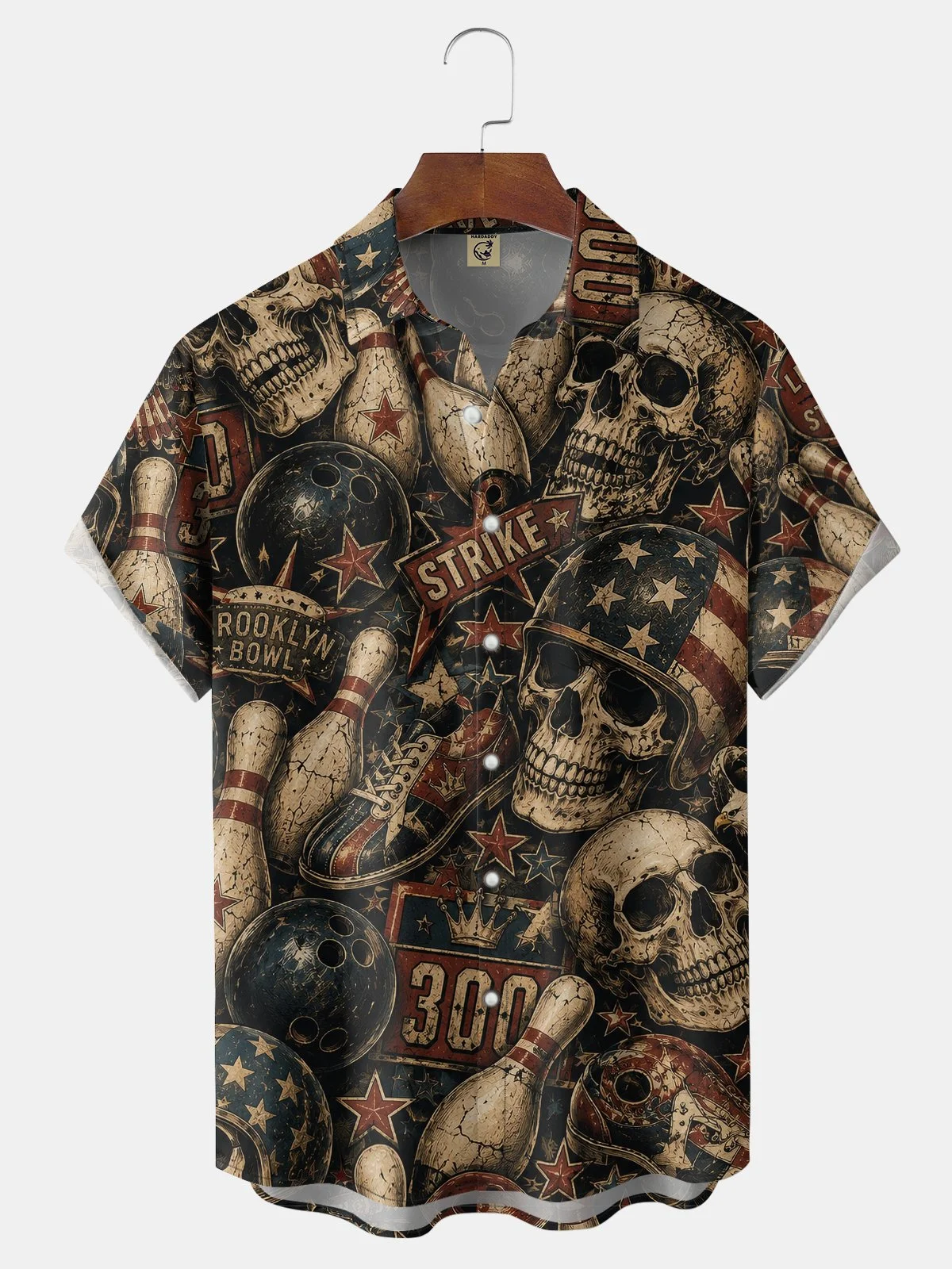 Men's Moisture-Wicking Independence Day American Flag Skull Print 3D Patriotic Shirt, Fashionable Quick-Drying Short-Sleeve Top