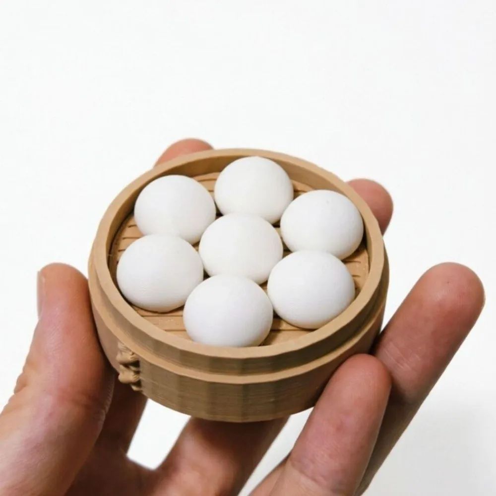 Mini Simulation Steamed Buns/Dumplings Fridge Magnet 3D with Steamer Refrigerator Magnet Fridge Decorative Home Kitchen