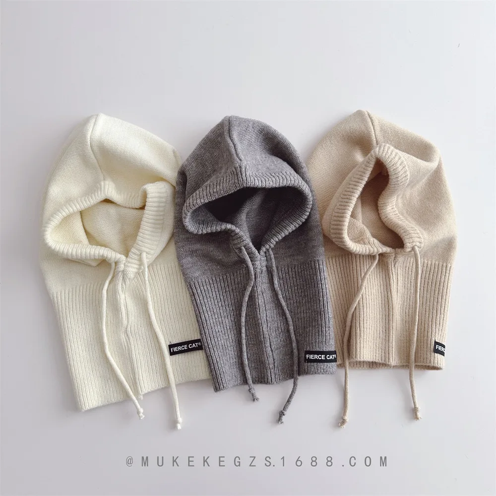 

Новая детская вязаная шапка, шарф, зима-осень 2022, детская шапка-бини с ушками, однотонная мягкая детская шапка для корейских девочек и мальчиков