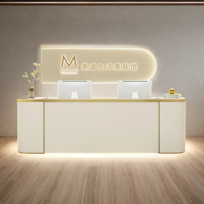 

Hairdressing Counter Shop Service Cashier Table Lectern Simple Aesthetic Salon Reception Desk Long Party Tables Entrances Modern