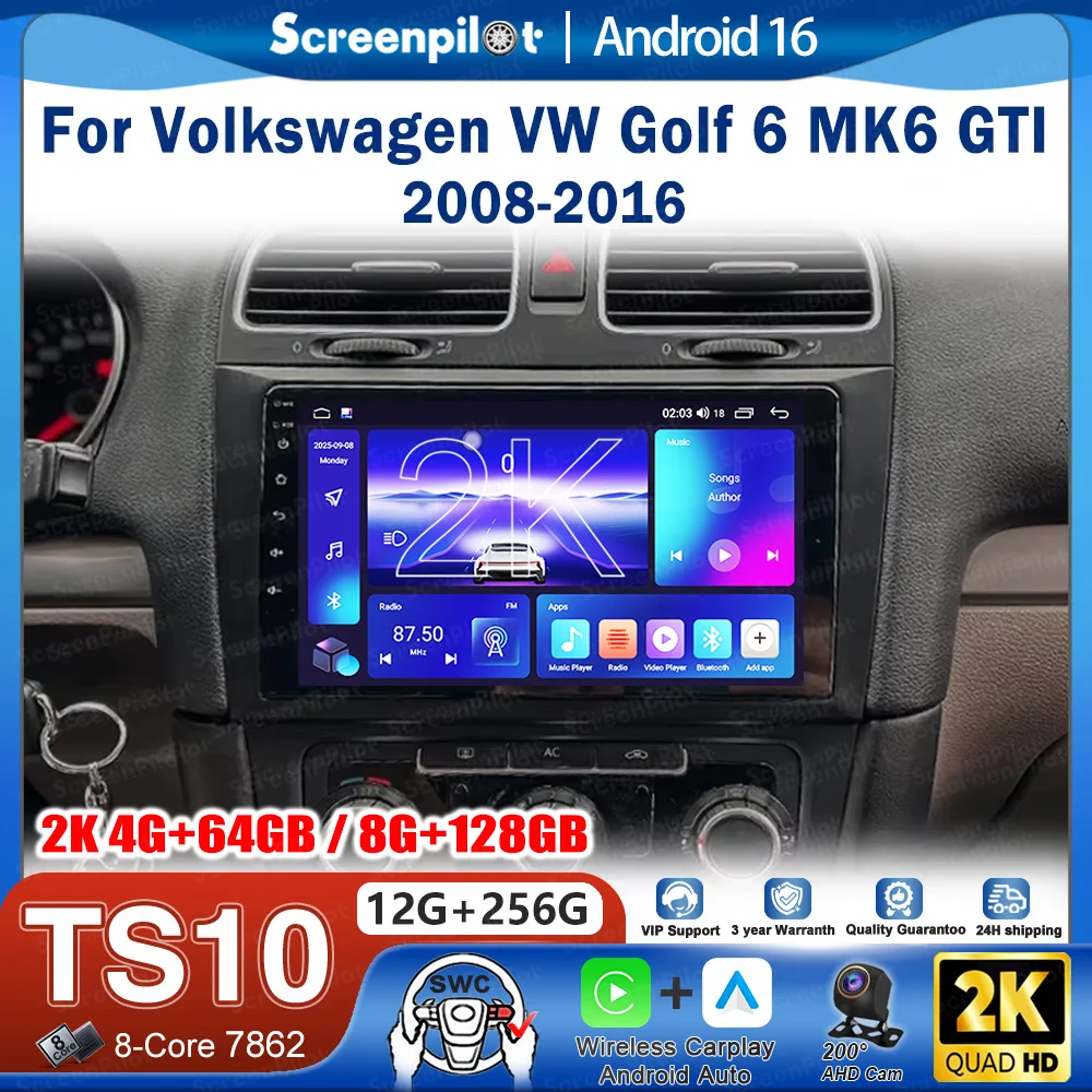 

Android 16 Car Radio Stereo Head Unit For Volkswagen VW Golf 6 MK6 GTI 2008-2016Multimedia Video Player GPS Touch Screen Car GPS
